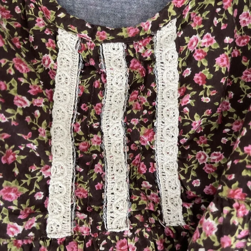 FREE PLANET  kids girls SZ 6X Floral Dress Lace trim Sequins